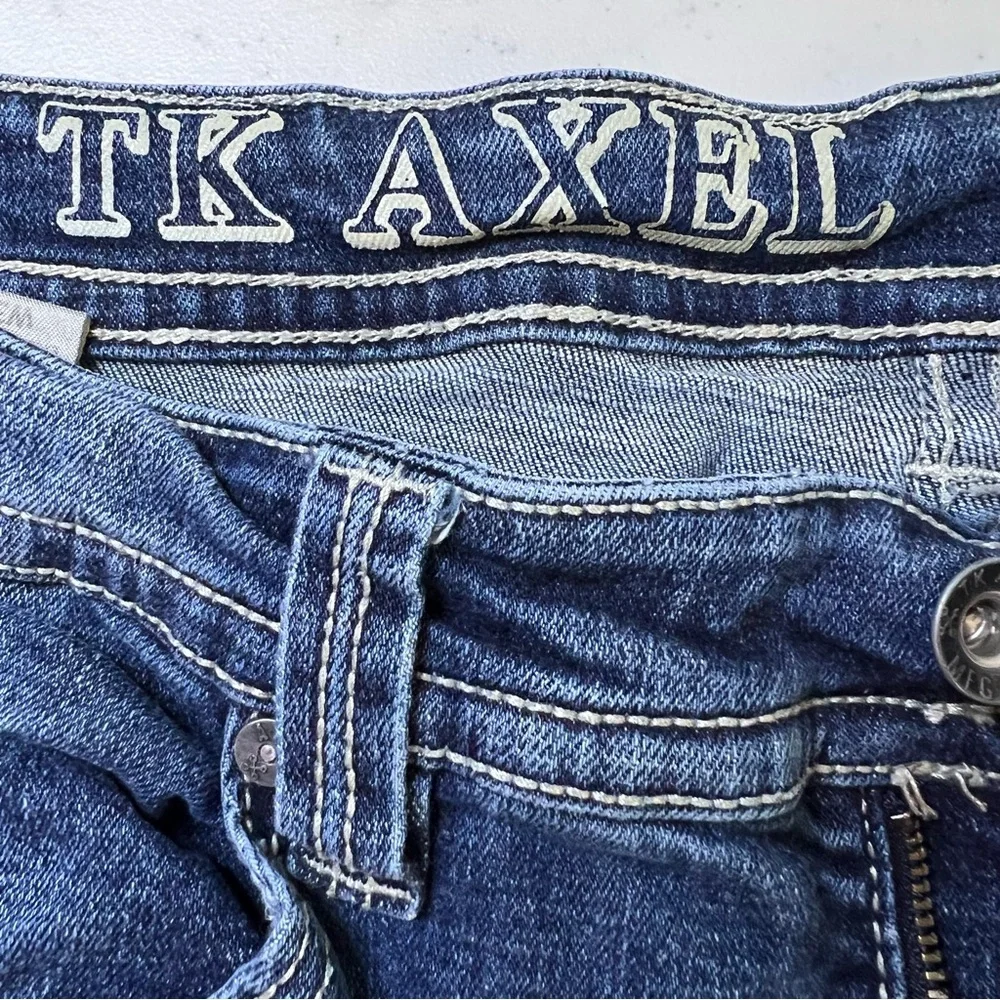 TK AXEL Men’s Slim Boot Medium Wash Jeans W/Embroidered & Flap Pockets 36 X 34 - Picture 9 of 14